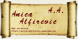 Anica Alfirević vizit kartica